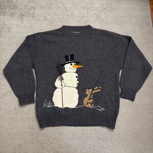 Votum Jacques Britt Snowman Bunny Rabbit Embroidered Wool Sweater Vintage 90s